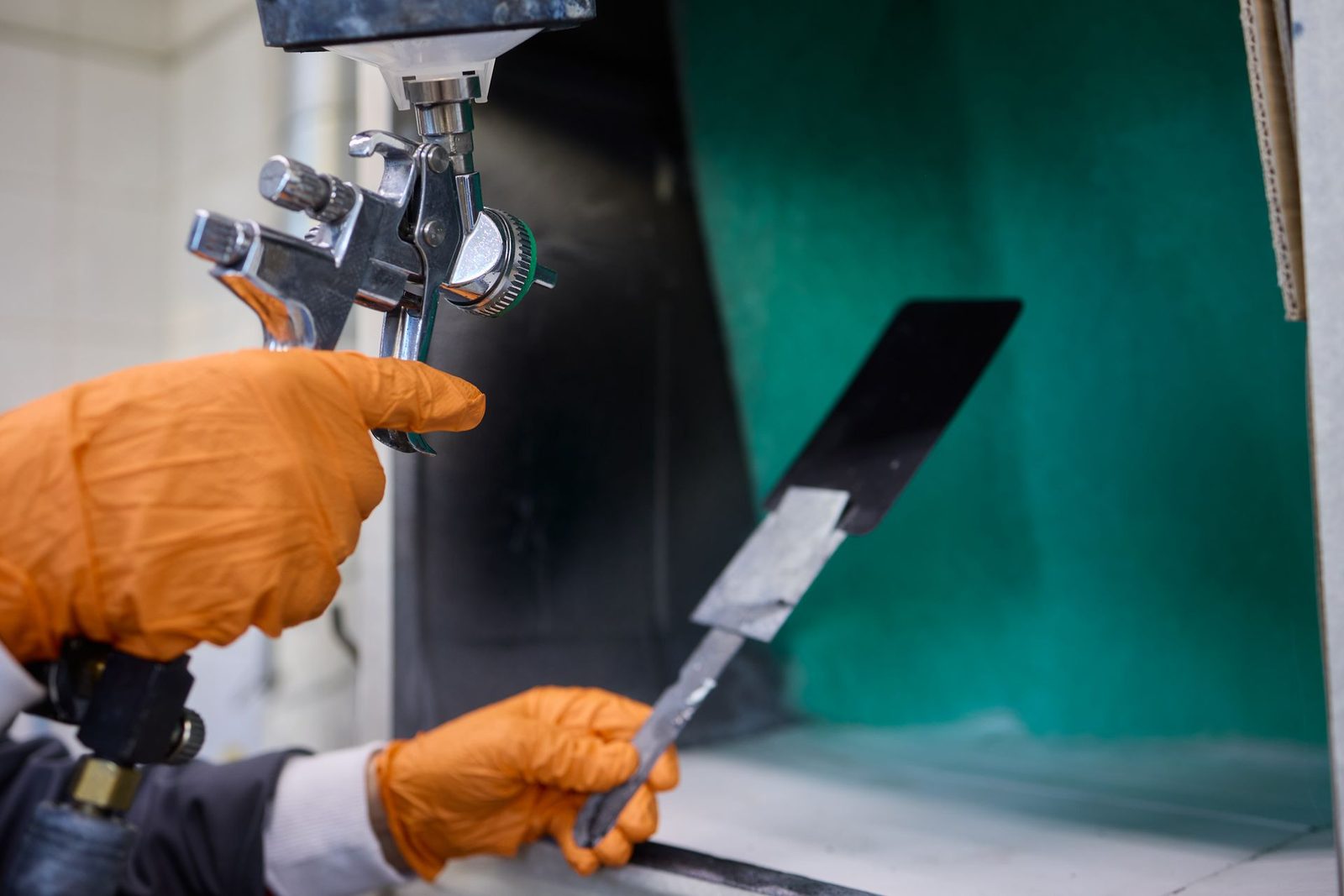 Close-up of a custom spray finishing job